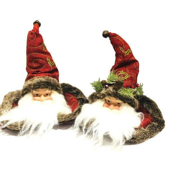 VTG Old World Santa Kriss Kringle Shelf Sitter Christmas Decor Embroider Fur